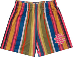 Eric Enamuel Multicolor Stripe And Pink Ee Logo Shorts