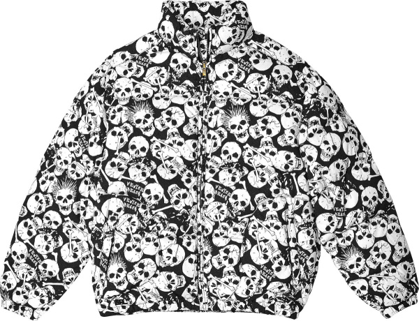 Erl Black And White Allover Print Puffer Jacket