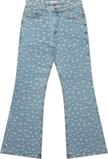 Erl Blue Star Jacquard Flared Jeans