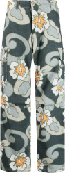 Grey Floral Cargo Pants