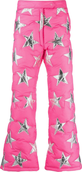 Erl Pink And Silver Metallic Star Puffer Pants