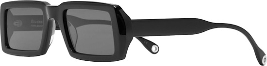 Etudes Black Wide Rectangular Form Sunglasses