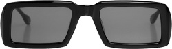 Etudes Black Wide Rectangular Slanted Sunglasses