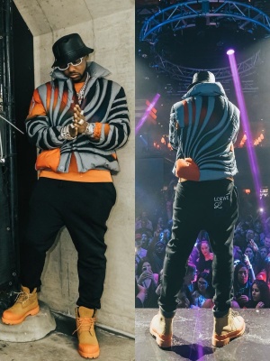 Fabolous Wearing A Loewe Bucket Hat And Sweatpants With An Erl Sunset Jacket And Timberland Beeline Boots