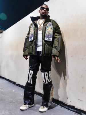 Fabolous Who Decides War Olive Green Puffer Black Leather Moto Pants Jordan 1 Sneakers