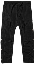 Black Side-Snap Cargo Trackpants