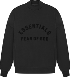 Fear Of God Essentials Black Flocked Logo Oversized Sweatshirt