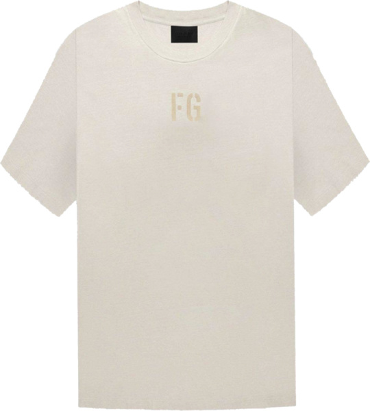 Fear Of God Ivory And Beige Felted Logo T Shirt