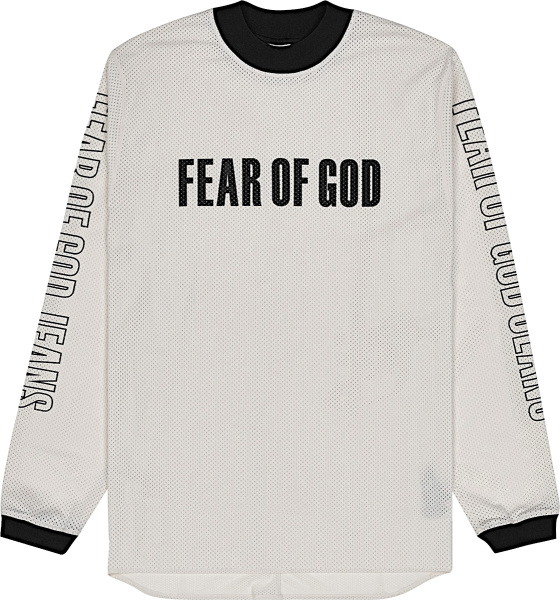 Fear Of God Ivory Mesh And Black Logo Motocross Jersey