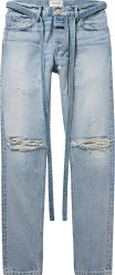 Fear Of God Light Wash Blue Ripped Drawstring Jeans