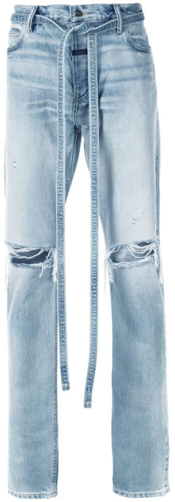 Fear of God Light Wash Drawstring Ripped Jeans | Incorporated Style
