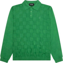 Feature Green Checkered Long Sleeve Palmer Polo Sweater