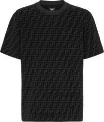 Fendi Black Allover Ff Pique T Shirt