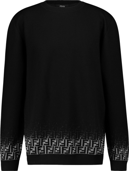 Fendi Black And Dark Grey Gradient Ff Monogram Sweater