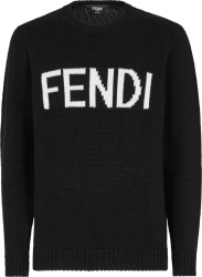 Fendi Black And White Logo Knit Sweater