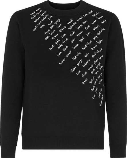 Fendi Black And White Logo Name Jacquard Sweater