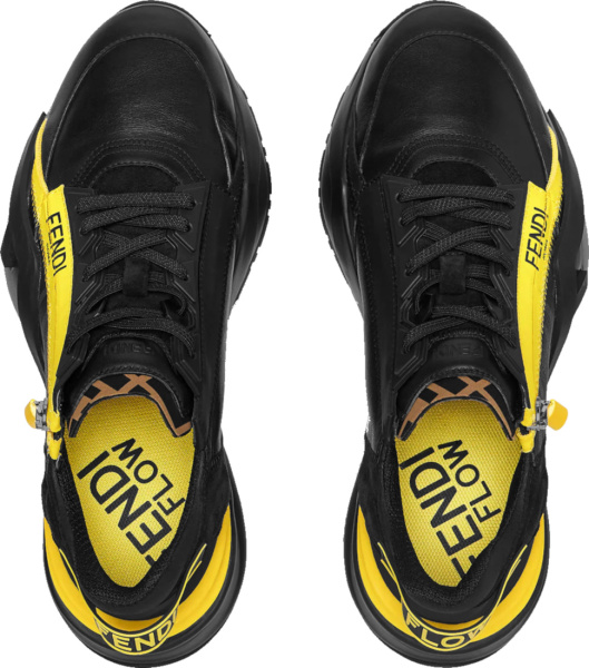 Fendi Black And Yellow Flow Sneakers