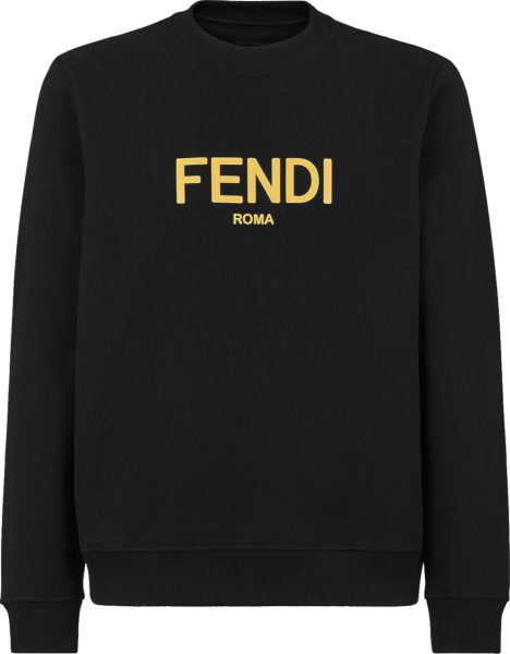 Fendi Black And Yellow Logo Fendi Roma Sweatshirt