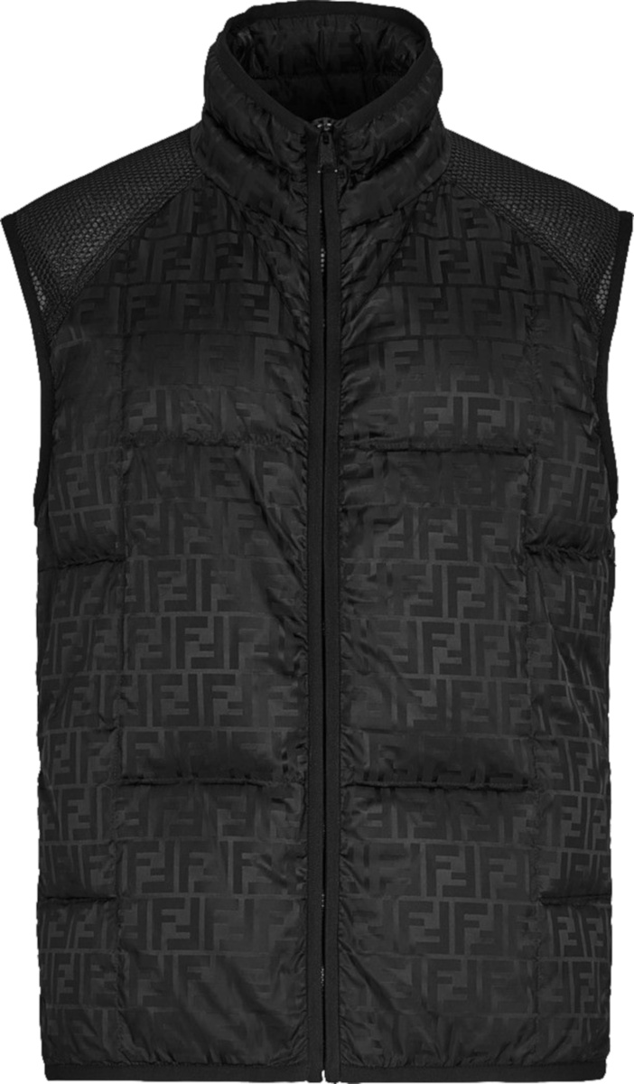 Fendi Black-FF \u0026 Mesh Puffer Vest 
