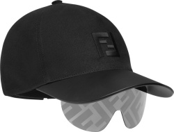 Fendi Black Hat With Attached Ff Logo Sunglasses