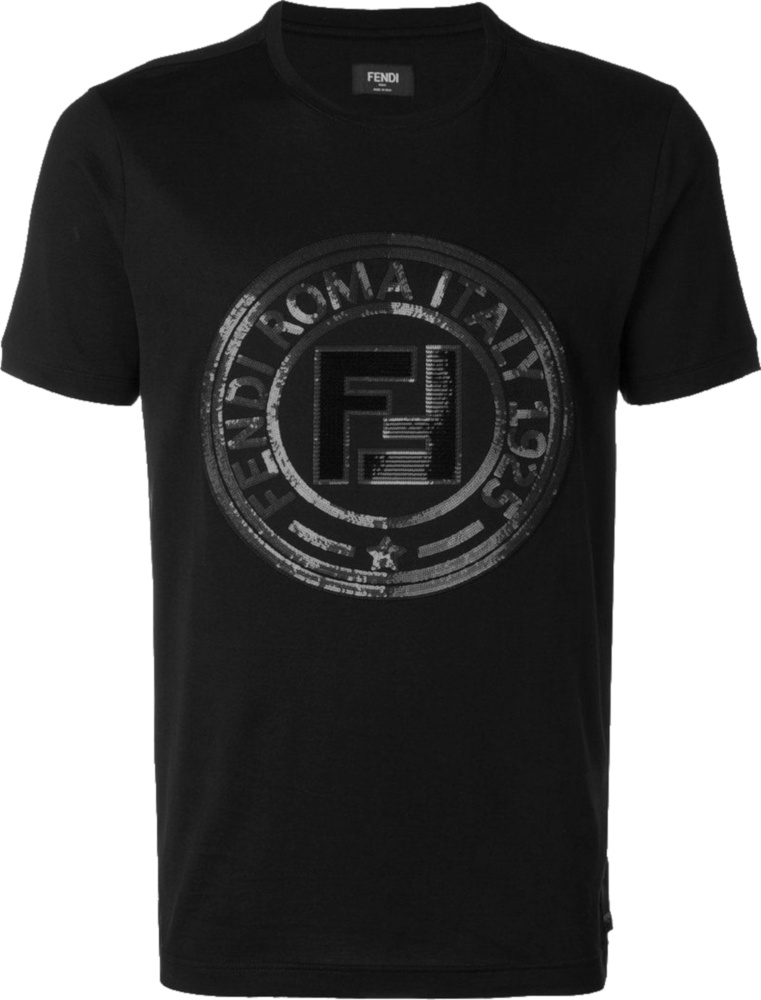 Fendi Black Sequin-Logo T-Shirt | Incorporated Style