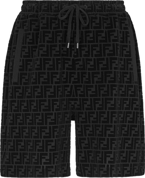 Fendi Black Velvet Ff Shorts