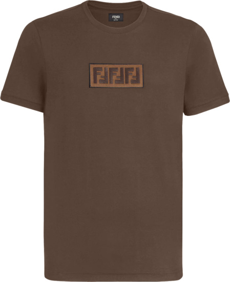 Fendi Brown Box Logo T Shirt