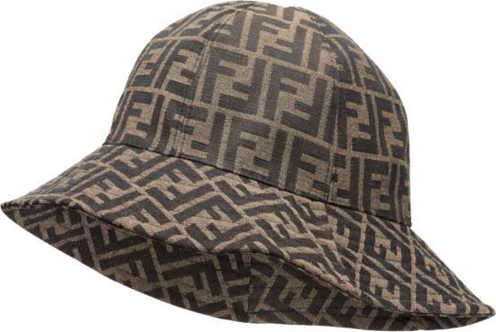 Fendi Brown Ff Monogram Cloche Safari Hat