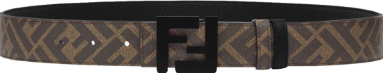 Fendi Brown Monogram And Black Ff Logo Buckle Belt