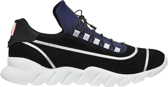 Fendi Navy And Black Suede Runner Sneakers