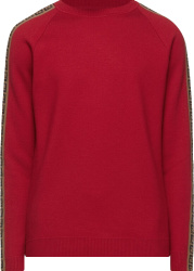 Fendi Red And Brown Ff Side Stripe Sweater