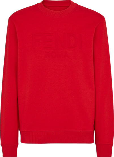 Fendi Red Fendi Roma Debossed Logo Sweatshirt Fy1079a6p3f1doo