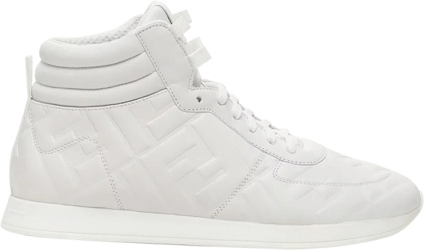 Fendi White Embossed High Top Ffreedom Sneakers