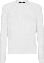 Fendi White Ff Ajour Perforated Sweater