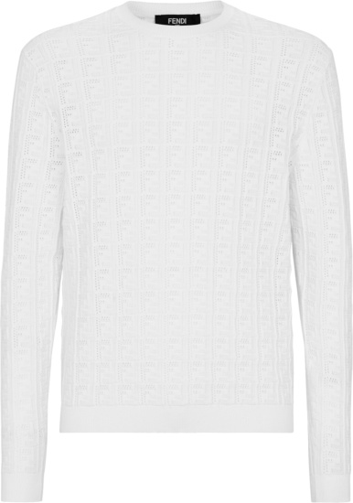 Fendi White Ff Ajour Perforated Sweater