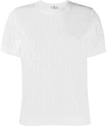 Fendi White Perforated Ff Monogram T Shirt