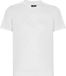 Fendi White Zig Zag Logo T Shirt