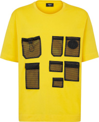 Fendi Yellow And Black Mesh Pocket T Shirt