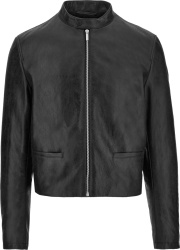 Ferragamo Black Leather Elbow Patch Leather Jacket