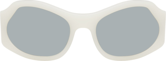 Ferragamo White Oversized Geometric Rounded Sunglasses