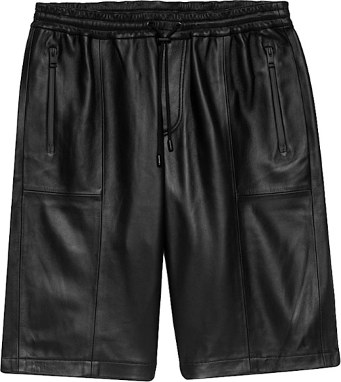 Frame Black Bonded Leather Drawstring Shorts
