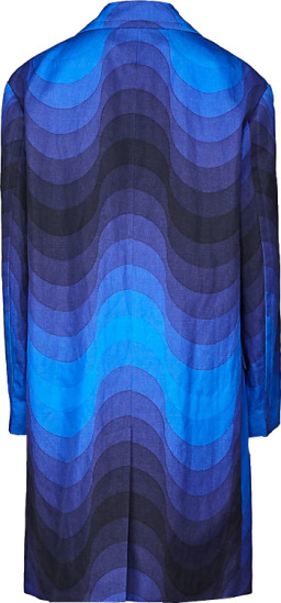 French Montana Blue Wave Print Coat