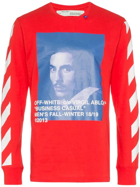 Off-White Red Long Sleeve 'Bernini' T-Shirt | Incorporated Style