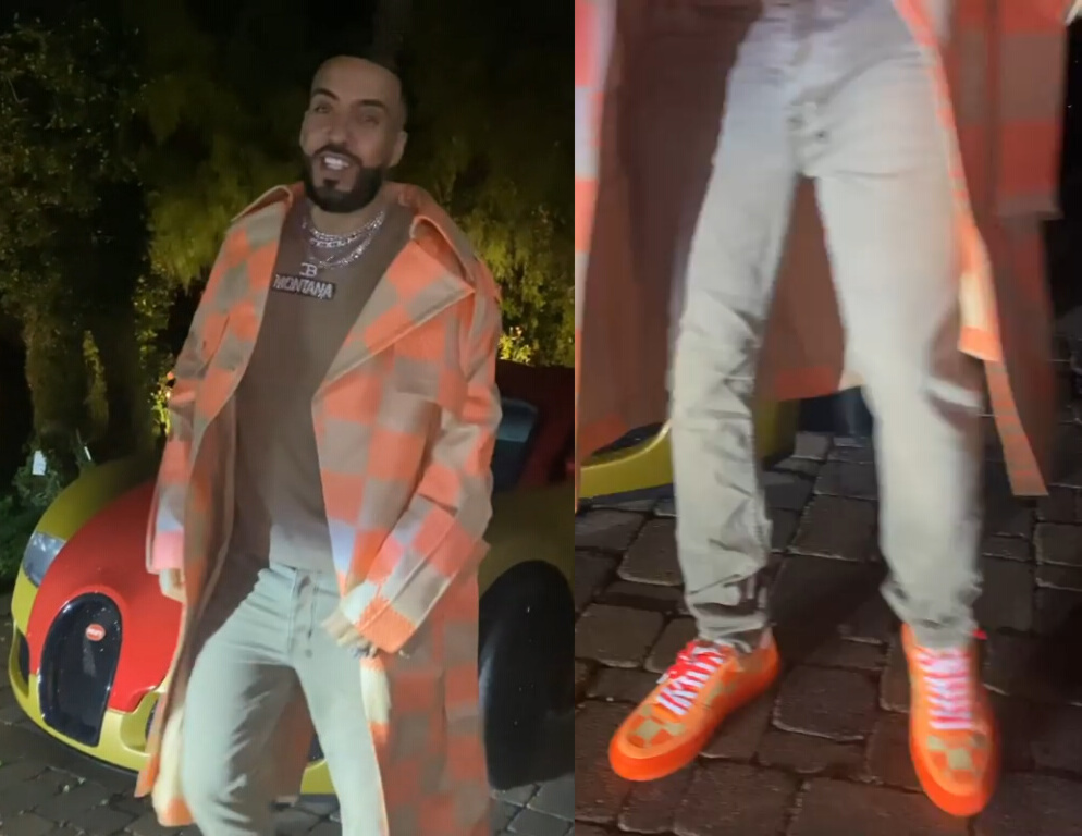 French Montana Shows Off His Louis Vuitton SS21 Orange Trench & Sneakers