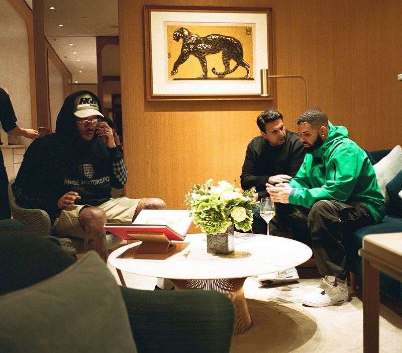 Drake With Future Wearing an Arc'teryx Jacket & Jordan 4s
