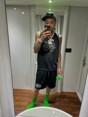 G Herbo Chrome Hearts Trucker Hat Mesh Tank Top Mesh Shorts Neon Green Socks