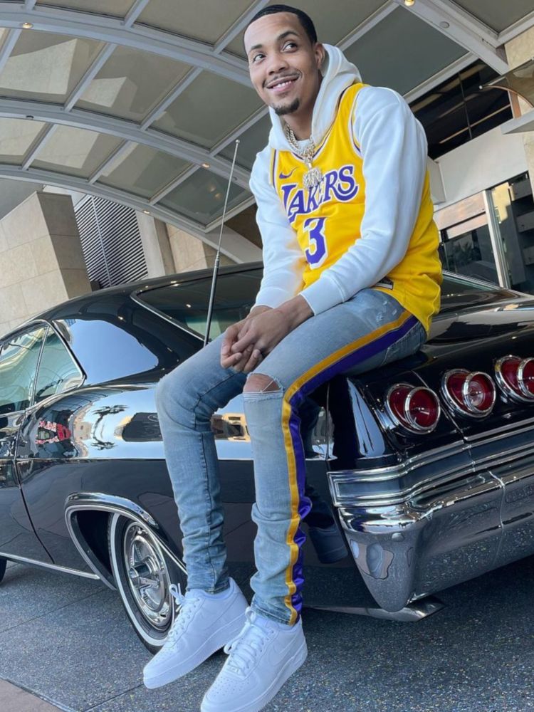 G Herbo Wearing a L.A. Lakers, Amiri, & Nike Outfit