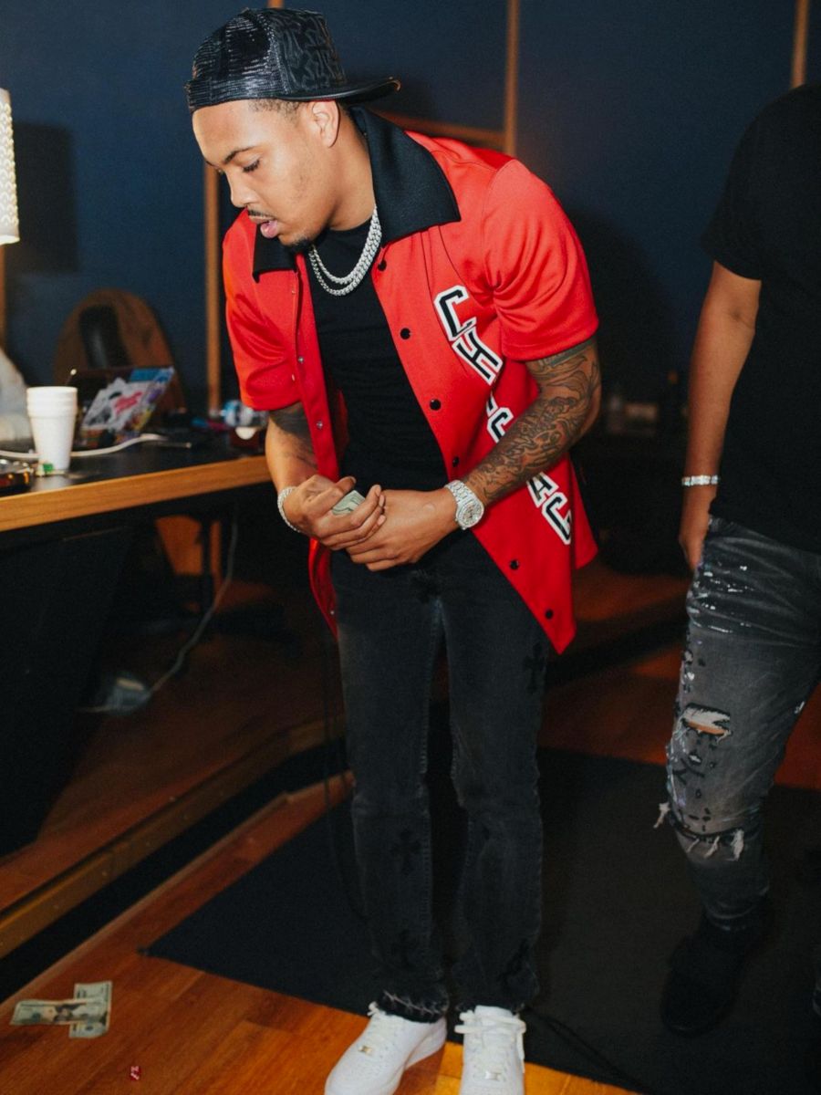 G Herbo Wearing a Chrome Hearts Hat & Jeans With a Chicago Bulls Shirt