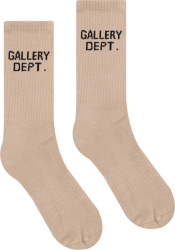 Gallery Dept Beige And Black Logo Clean Socks