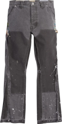 Black Contrast Carpenter Flared Jeans